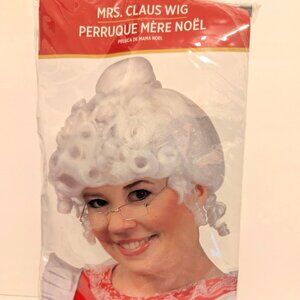 Amscan Mrs Santa Claus Wig White Curly Updo NIP